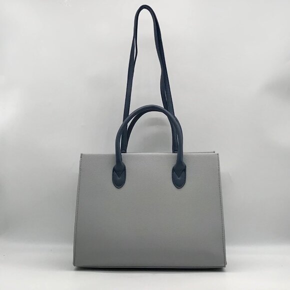 Like Dreams Navy Veda Two-Tone Buckle Medium Satchel Bag - Picture 2 of 11